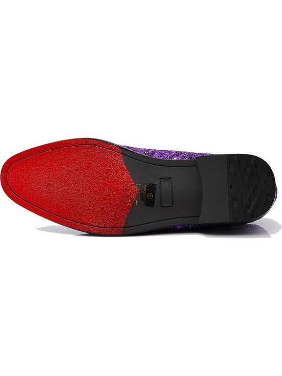 Men\'s Purple Vintage Glitter Loafers Slip On Tuxedo Dress Party Classic Shoes main image 7